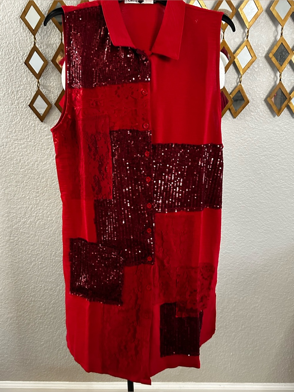 ✨ Gorgeous Origami Sleeveless Sequin Patchwork Dress / Tunic ✨